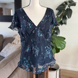 Women's Blue and Navy Blouse
